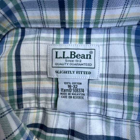 L.L. Bean Mens Slightly Fitted Plaid Button-Down Oxford Shirt Size 16-32 Cotton - Picture 3 of 7